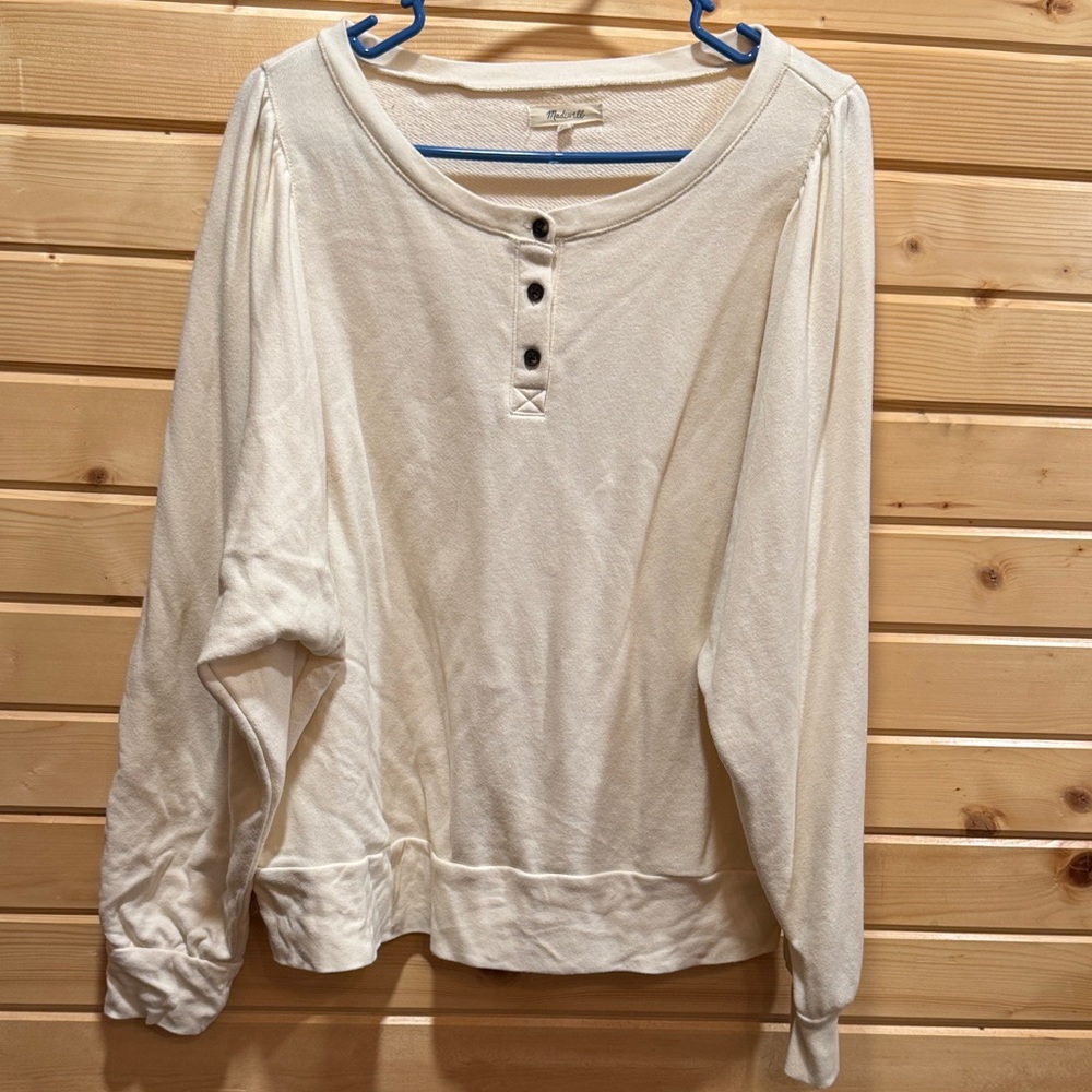 Madewell Cream Button-Front Sweatshirt